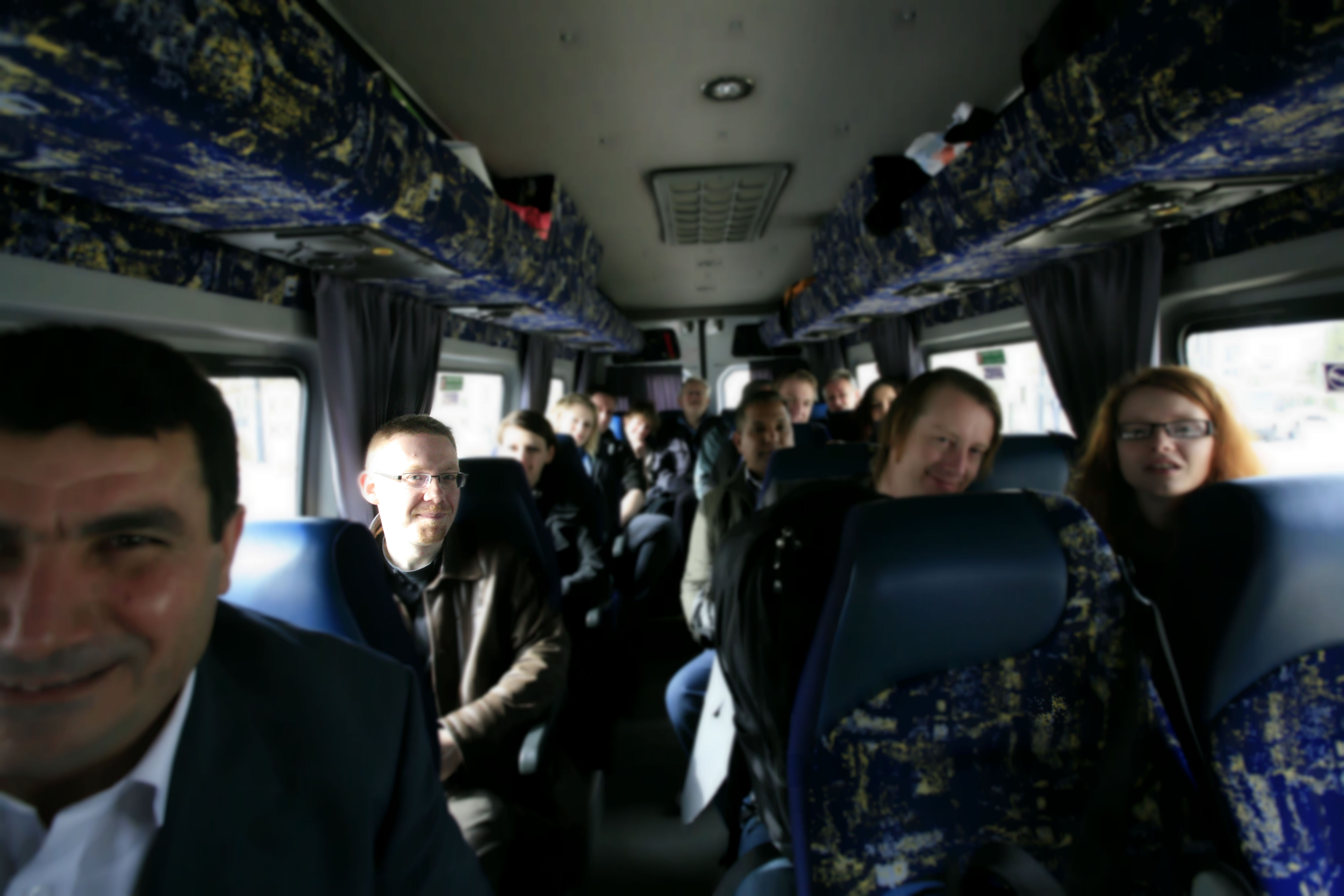 Richard Green with group on bus