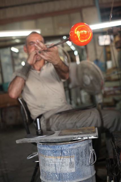A glass-blower, Hebron. What to see and do in the West Bank, Palestine.